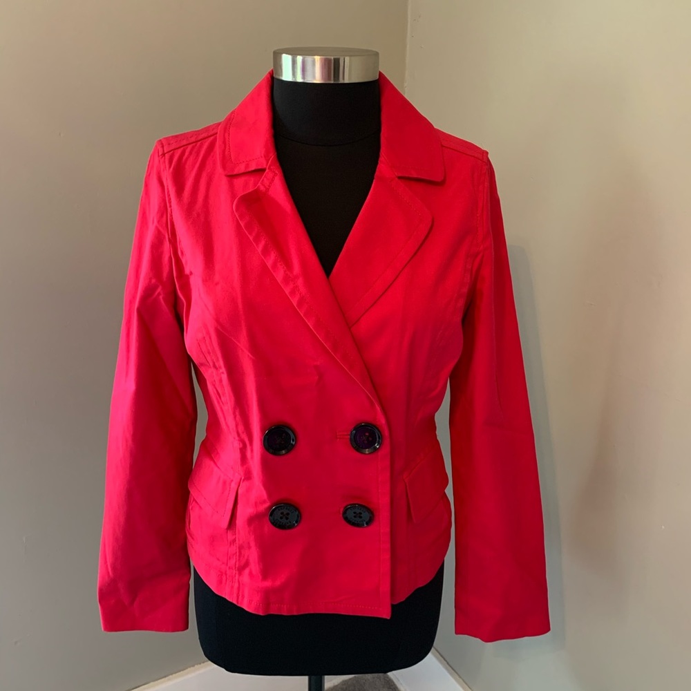 Cherry Red Lightweight Double Breasted Button Cro… - image 1